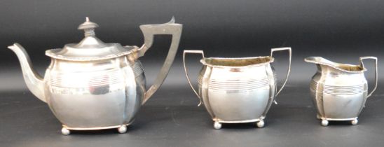 Victorian 3 piece silver tea set, Charles Stuart Harris London 1892, total weight 20.50ozt