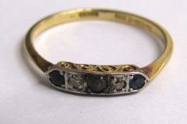 18ct diamond and sapphire ring - ring size P - total weight 1.73g