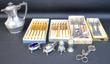 Selection of silver plate including cutlery & condiment set