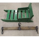 Wooden sledge & antique horse yoke