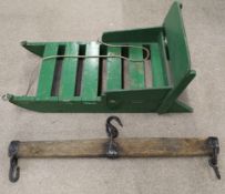 Wooden sledge & antique horse yoke