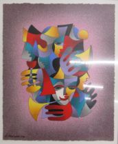 Anatole Krasnyansky 'Music in Lavender' framed limited edition serigraph on woven paper signed in
