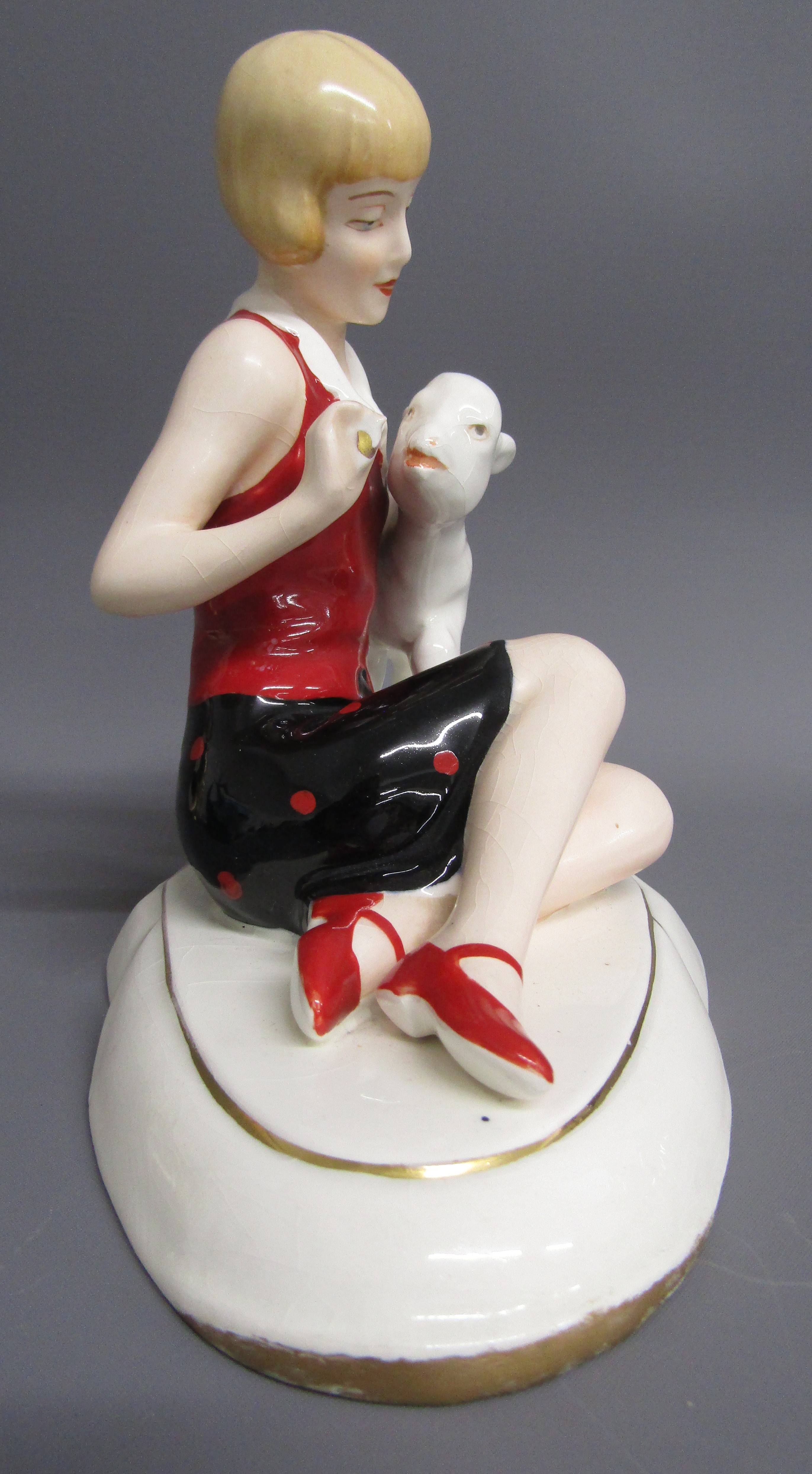 Royal Dux Czechoslovakia 74896 girl with lamb figurine - some crazing - Image 4 of 7