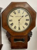 American drop dial wall clock Parsons of Pentonville with key & pendulum Ht 68cm W 46cm