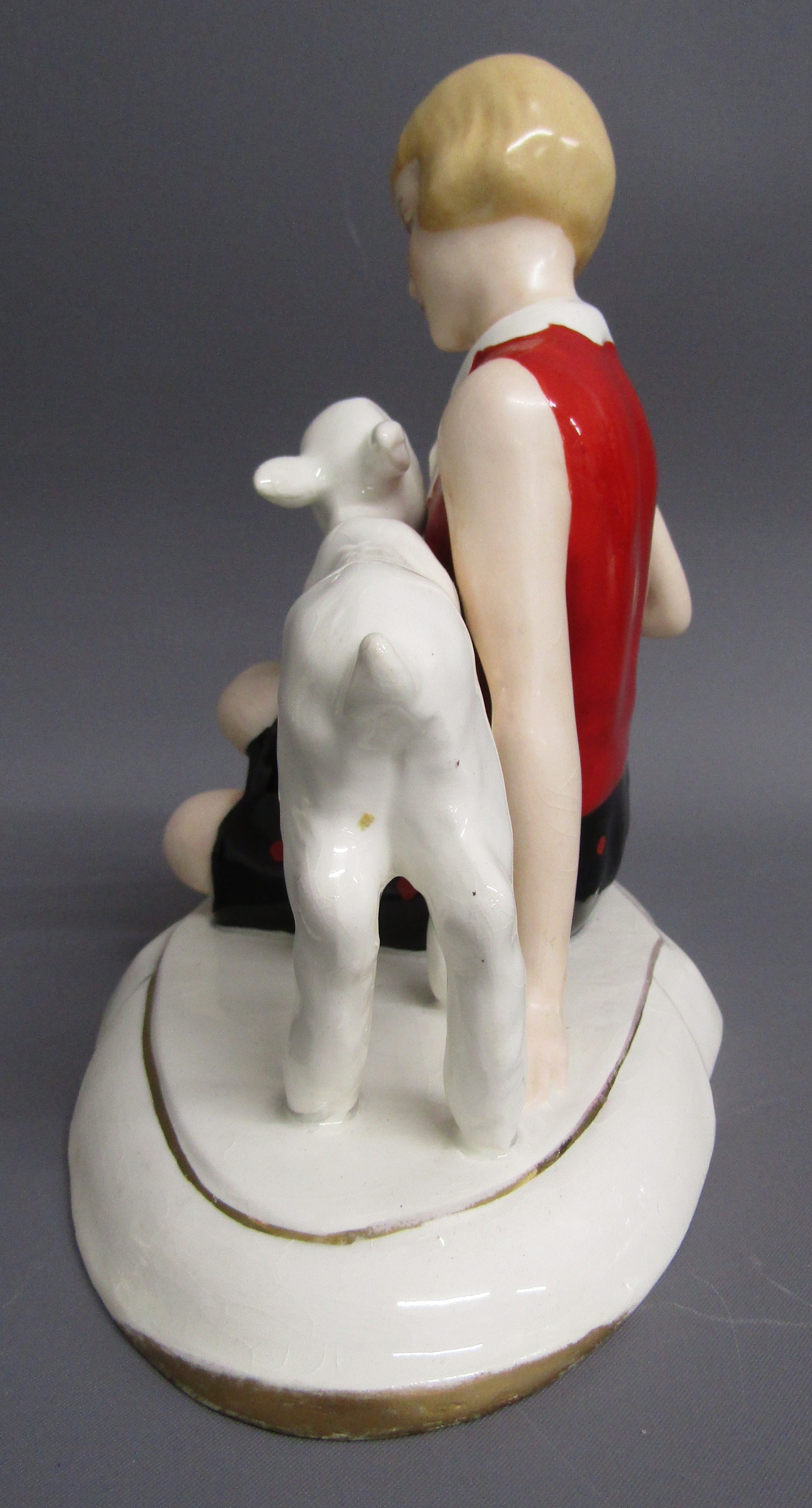 Royal Dux Czechoslovakia 74896 girl with lamb figurine - some crazing - Image 2 of 7