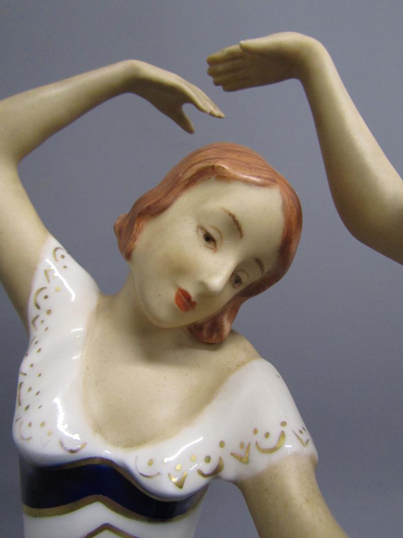 Possibly Royal Dux Elly Strobach Konig dancing sisters figurine (missing fingers to one figure) - Image 5 of 8