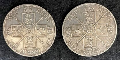 2 four shilling pieces 1887