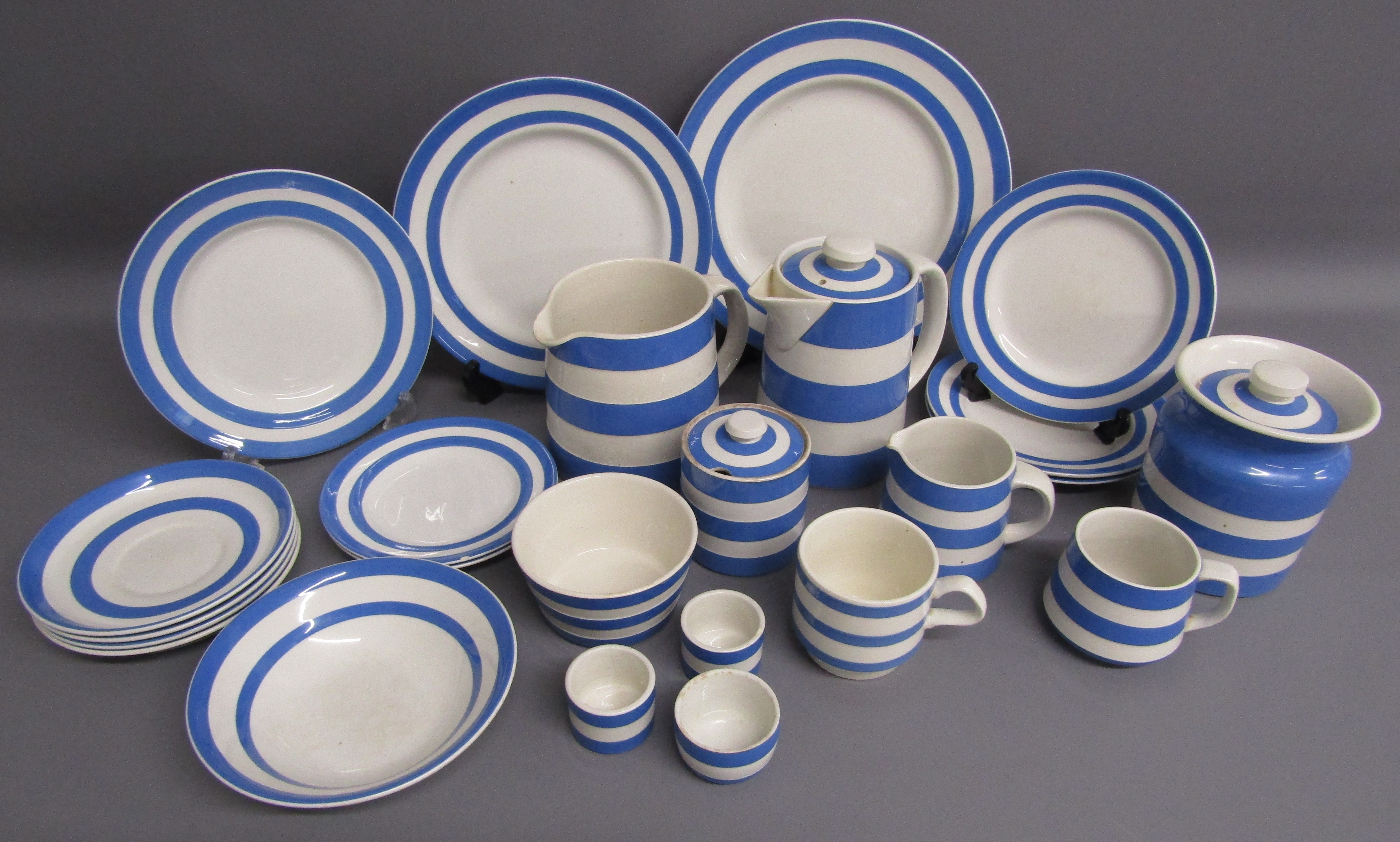 Collection of T G Green Cornish ware (varying dates) includes 4 saucers, bowl, marmalade pot with