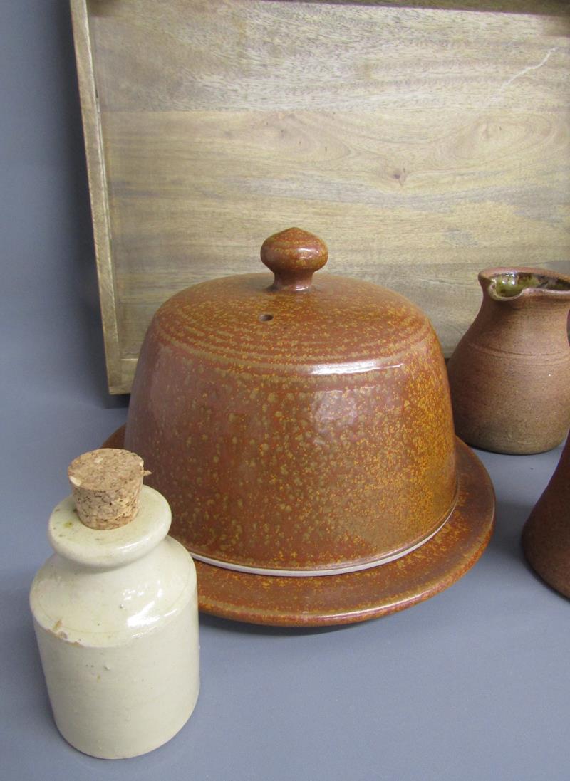 Chris Aston Elkesley pottery cheese dome, Alastair Hardie Branton pottery jugs, vinaigrette - Image 5 of 6