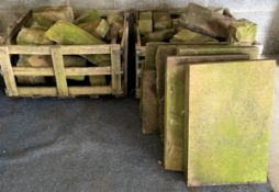 Large quantity of York stone slabs, coping stones etc