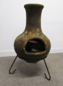 Terracotta pot belly chimenea on metal stand - approx. 70cm tall (includes stand)