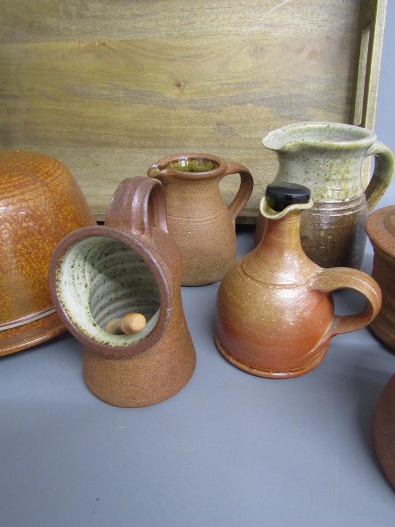 Chris Aston Elkesley pottery cheese dome, Alastair Hardie Branton pottery jugs, vinaigrette - Image 6 of 6