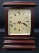 English fusee 5 glass mantel clock in mahogany case (in working order)