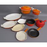 Collection of Cousances cooking dishes includes 24 oval dish,16 frying pan, 18 oval casserole with