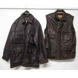 Hide Park leather gilet and Nicklebys leather jacket both L