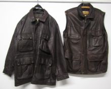 Hide Park leather gilet and Nicklebys leather jacket both L