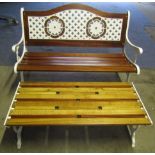 Cast iron bench and coffee table - has been grit blasted and powder coated and wood has been