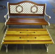 Cast iron bench and coffee table - has been grit blasted and powder coated and wood has been