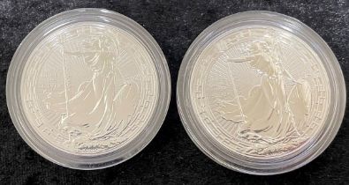 Two cased 1 oz £2 Britannia 999 silver coins 2019