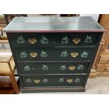 Painted chest of drawers Ht 109cm L 107cm D 47cm