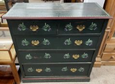 Painted chest of drawers Ht 109cm L 107cm D 47cm