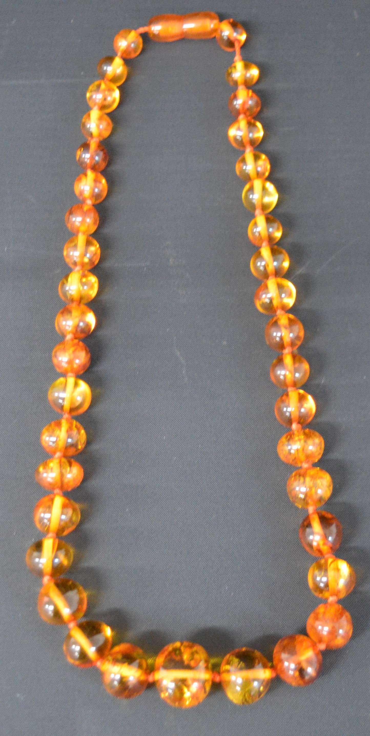 Amber bead necklace, 24cm drop
