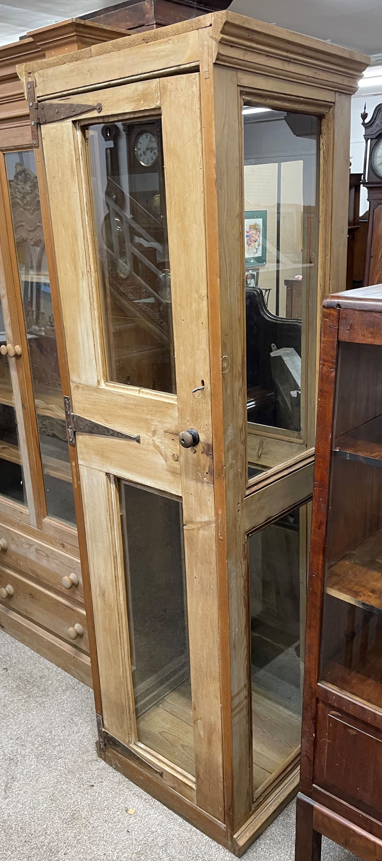 Stripped pine display cabinet (missing shelves) Ht 190cm W 60cm - Image 3 of 4