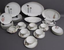 Meito Oriental design dinner service includes platters, tea cups and saucers, plates, side plates (