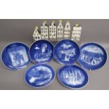 Royal Copenhagen calendar plates and 6 KLM Bols houses (with some contents)