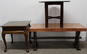 Coffee table with copper top and 2 occasional tables