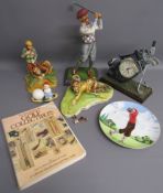 Golfing figures includes Naturecraft, Heartwood Creek, Juliana golf bag clock, David Fisher design