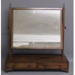 19th century toilet mirror with 2 frieze drawers, metal finials and knobs - approx. 58.5cm x 64cm