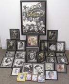 Large collection of framed black and white prints of film stars of the past also a large 'Bravo