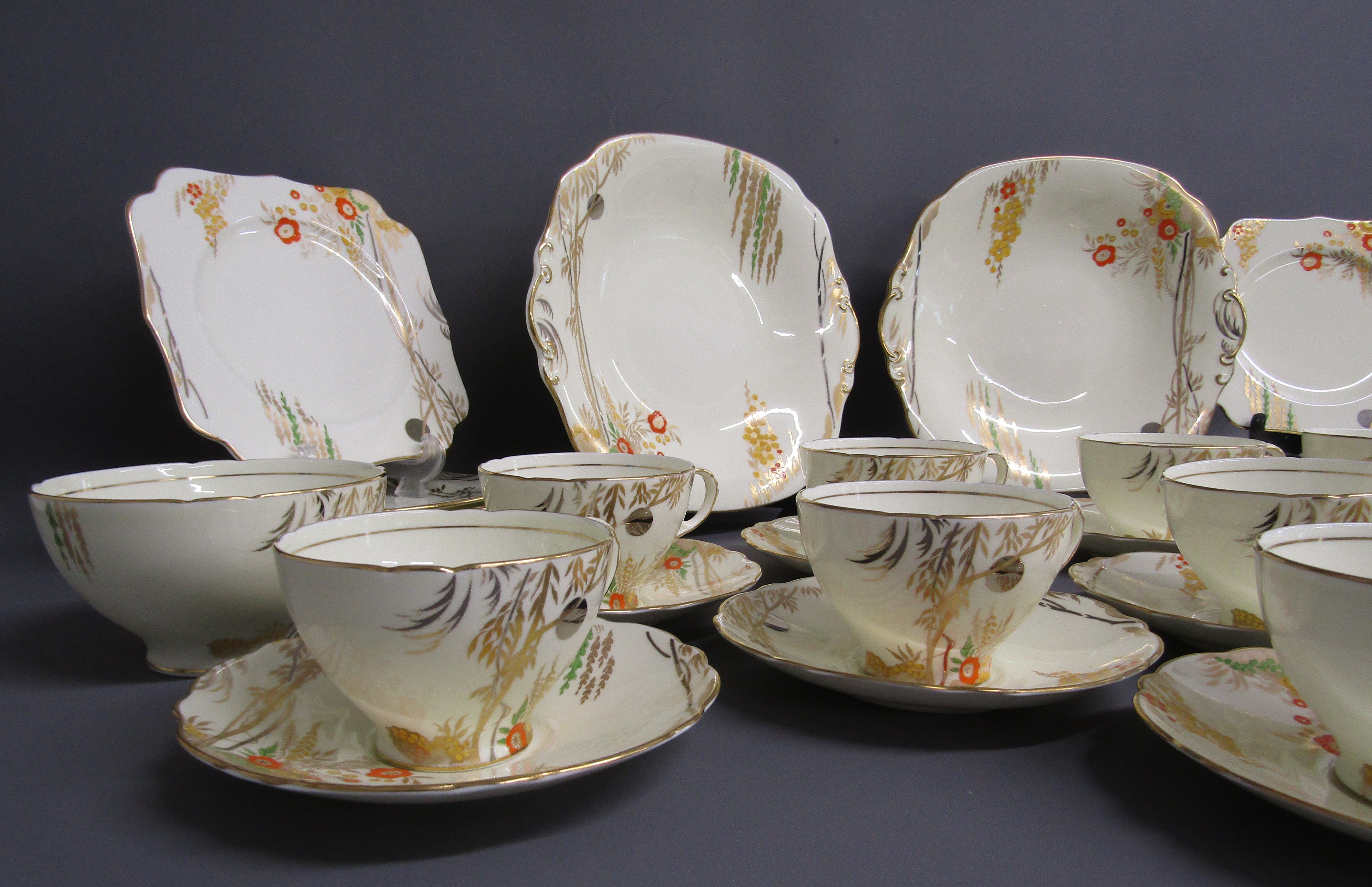 Cauldon Ware China, 3977 tea set includes 2 cake plates, 12 side plates, 12 cups and saucers, - Image 6 of 8