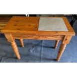 Pine pastry table with inset marble slab