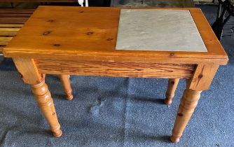 Pine pastry table with inset marble slab