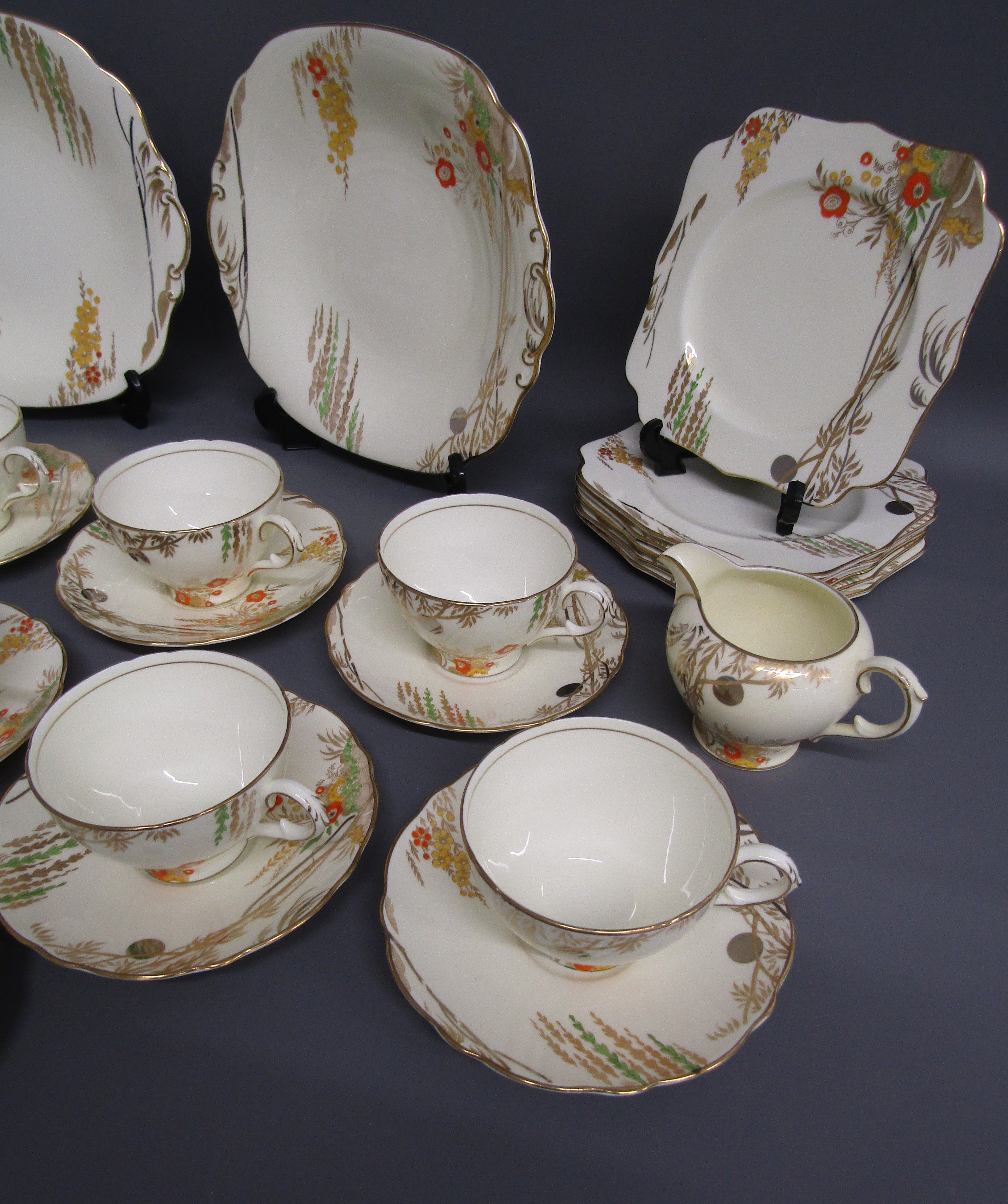 Cauldon Ware China, 3977 tea set includes 2 cake plates, 12 side plates, 12 cups and saucers, - Image 4 of 8