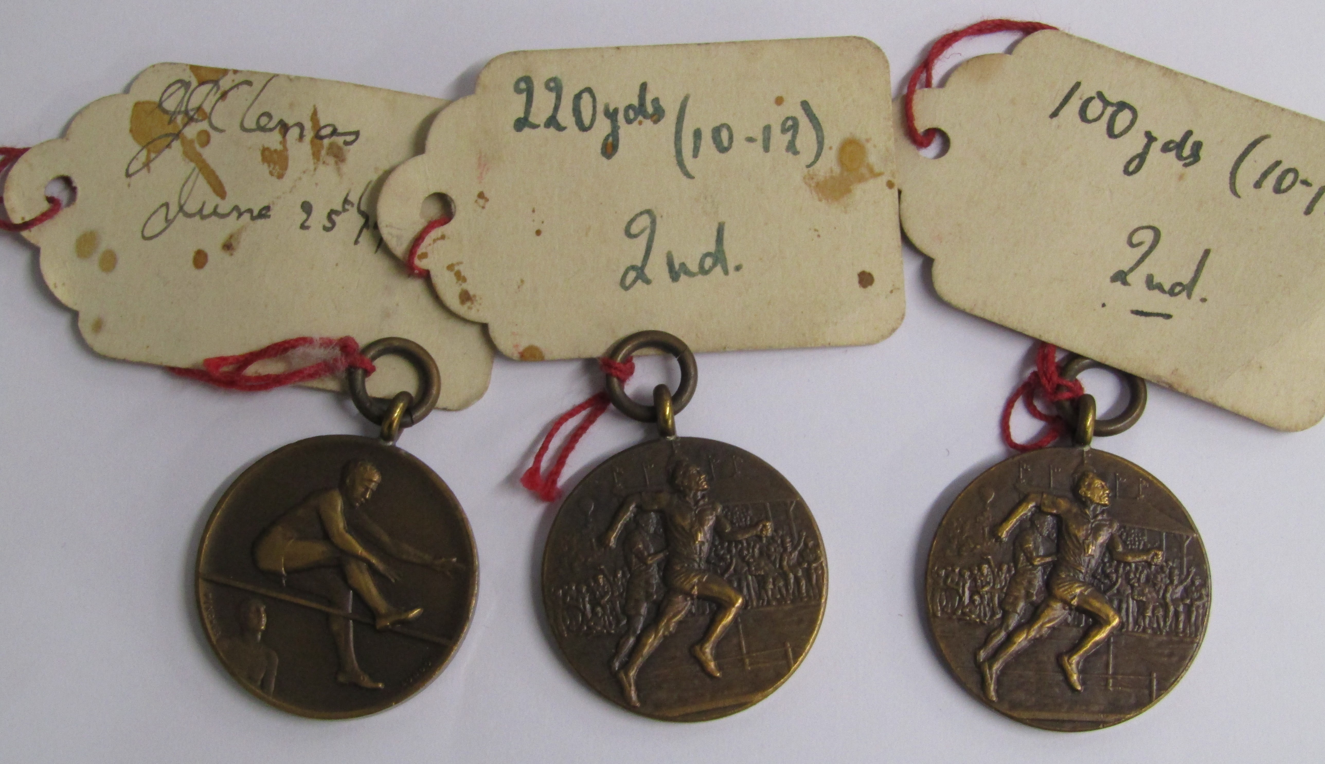 3 silver medallion pendants (0.59ozt) - 3 sports medallions, British Legion pin badge, Fattorini - Image 4 of 10