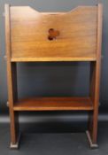 Arts & Crafts oak bookstand / journal rack stamped W A Rathbone, Clyde Street, Liverpool, 68cm h x