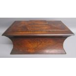 19th century rosewood sarcophagus waisted form two division tea caddy - lined central