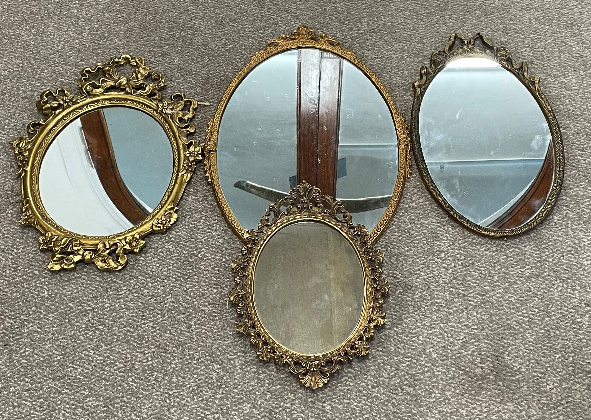 4 small gilt frame wall mirrors