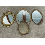 4 small gilt frame wall mirrors