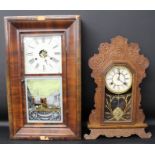 Oak cased Waterbury Clock Co mantel clock (glass damaged) & American Jerome & Co 30 hour wall