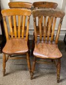 Set of 4 Victorian farmhouse kitchen chairs (two of the supports to back rest are broken)