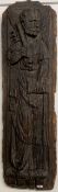 Carved oak panel depicting St Peter with a key 83cm by 25cm