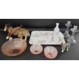 Quantity of Aynsley Cottage Garden including tray, Beswick shire horse (repaired), elephant figurine