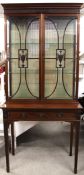 Early 20th century Adam revival mahogany display cabinet with astragal glazed doors (crack to two