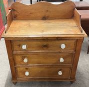 Victorian pine chest of drawers with washstand top W 96cm D 53cm Ht 106cm