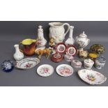 Collection of ceramics includes Hammersley caster, small fluted vase, small lidded pot and trinket