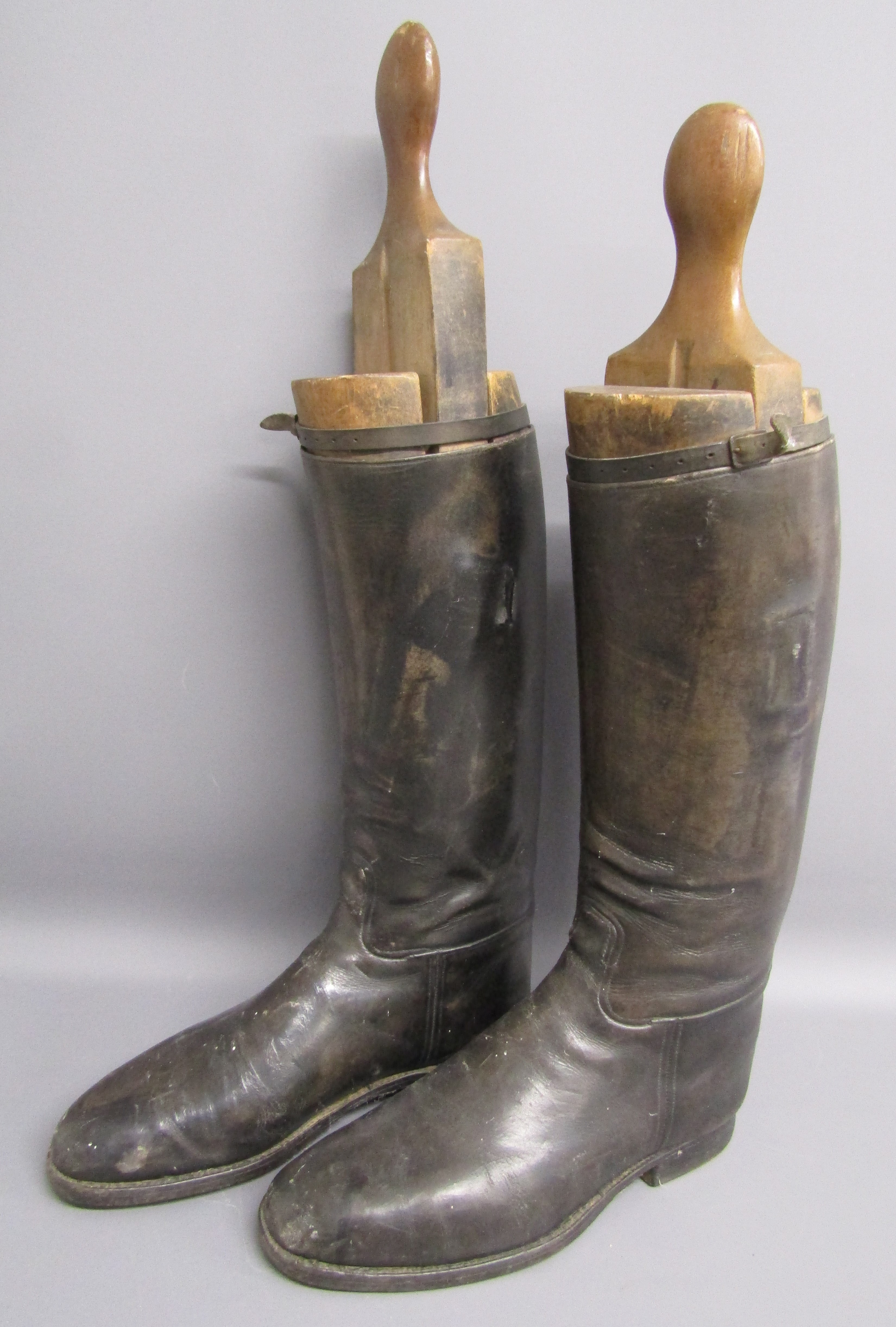 Leather riding boots with wooden boot trees